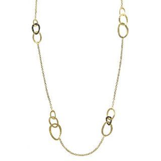 Fancy 14KT Yellow Gold with Black Rhodium 0.17ct tw Diamond Link Textured Chain Link Necklace with Toggle Clasp   36" Chain Necklaces Jewelry