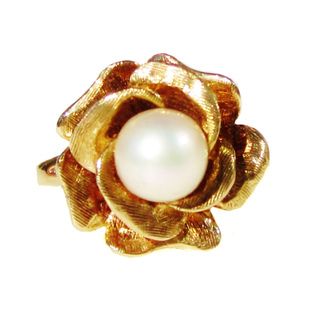 14k Yellow Gold South Sea Pearl Rose Ring Pearl Rings