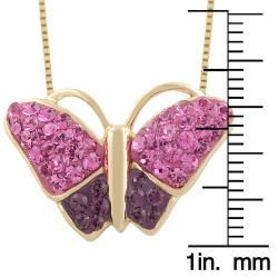 Fremada Gold over Silver Rose and Lavender Amethyst Butterfly Necklace Fremada Gold Over Silver Necklaces