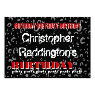 Modern Gru Birthday Party Red White Black Template Personalized Announcements