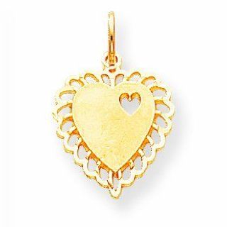 10K Gold Heart Charm Pendants Jewelry