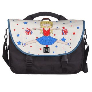 Cute Patriotic Blonde Cheerleader Girl Cartoon Commuter Bags