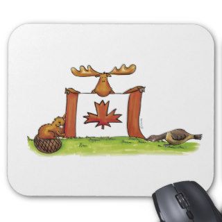 Canadian Flag with moose, beaver and goose Mouse Pad