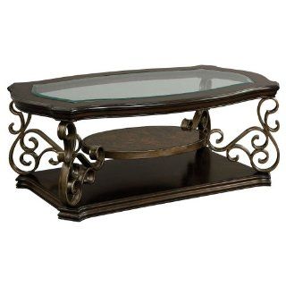 Standard Furniture Seville Rectangle Wood and Glass Top Coffee Table  