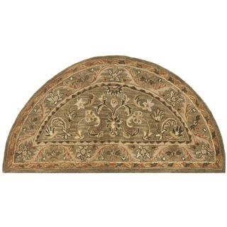 Handmade Antiquities Kasadan Olive Green Wool Rug (2'6 x 5' Hearth) Safavieh Round/Oval/Square