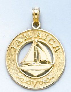 Gold Charm Jamaica On Round Frame With Sailboat Center Million Charms Jewelry