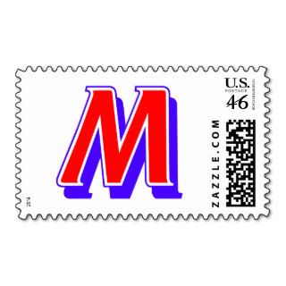 Tricolor Monogram Letter M Postage Stamp