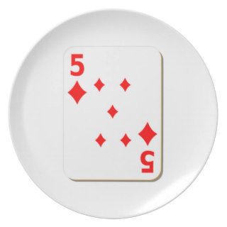5 of Diamonds Playing Card Plates
