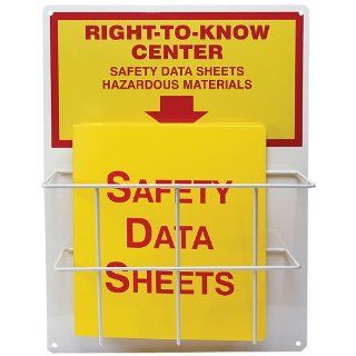 Accuform Signs ZRS326 RIGHT TO KNOW CENTER, 20" Length x 15" Width x 0.063" Thick Aluminum Board with Coated Wire Basket, 1 1/2" Safety Data Sheets 3 Ring Binder Included