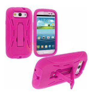 Afay Armor Kickstand Hybrid Cambo Case Hard Gel Cover with Stand for Samsung Galaxy S3 I9300 HOT Pink/hot Pink Cell Phones & Accessories