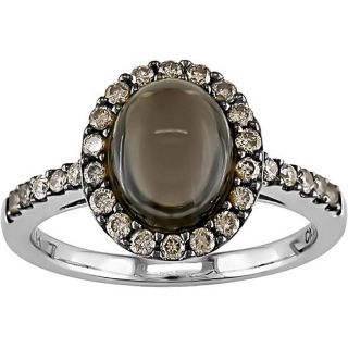 10k Gold Smokey Quartz and 3/8ct TDW Brown Diamond Ring Gemstone Rings