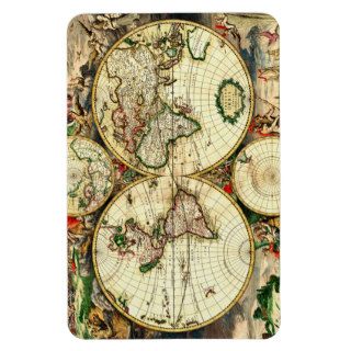 Old World Map 1689 ~ Antique Travel Artwork Rectangle Magnets