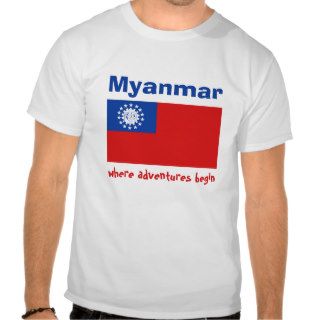 Myanmar Old Flag Map Text T Shirt