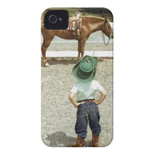 Young Cowboy Looking at Horse Case Mate iPhone 4 Case