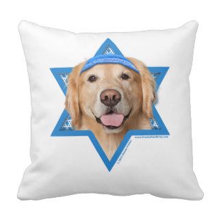 Hanukkah Star of David   Golden Retriever   Corona Throw Pillow