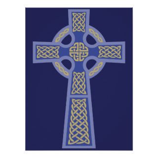 Blue Celtic Cross Poster