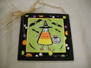 Trick or Treating Candy Corn Wooden Wall Art Sign Halloween Decor  