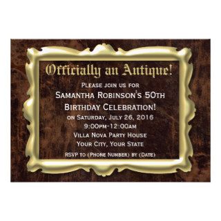 Officially Antique Funny 50th Birthday Party Invites