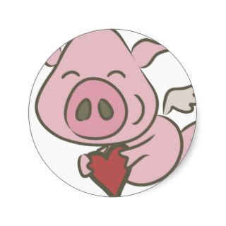 Pig holding a Heart Stickers