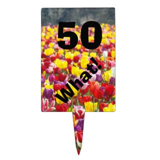 Cake Pick toppers Tulips 50 years old humor