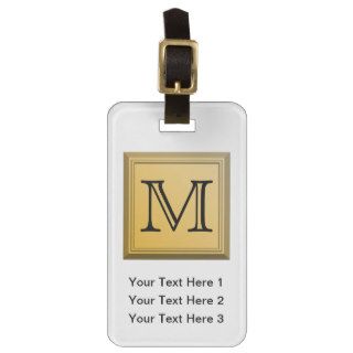 Custom Monogram Picture, nonmetallic gold colors. Tags For Luggage