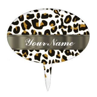 leopard print oval cake toppers