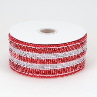 Metallic Deco Mesh Ribbons 2.5 inch x 25 yards, Red White Health & Personal Care