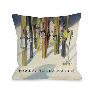 Powder to the People Vintage Ski Throw Pillow Throw Pillows
