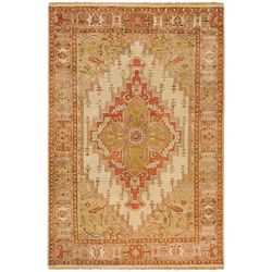 Hand Knotted Chania Cream/Red Traditional Border Wool Rug (5'6 X 8'6) Surya 5x8   6x9 Rugs