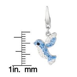 Sterling Silver Blue, Clear and Black Crystal Bird Charm Silver Charms