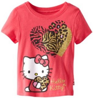 Hello Kitty Girls 2 6X Tee Shirt With Leopard Heart, Azalea, 2T Clothing