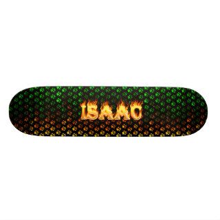 Isaac skateboard fire and flames design.