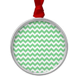 Elegant Mint Green Retro Chevron Pattern Ornaments
