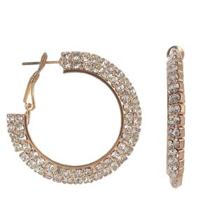 Roman Rose Goldtone Faceted Clear Crystal Hoop Earrings Roman Crystal, Glass & Bead Earrings