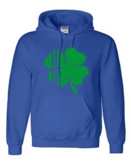 Adult Distressed Shamrock St. Patrick's Day Irish Pride 4 Leaf Clover Hooded Sweatshirt Hoodie Novelty Athletic Sweatshirts Clothing