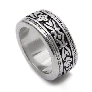 K Mega Jewelry Stainless Steel Silver Colour Tribal Style Ring Size 8 9 R384 (9) Jewelry