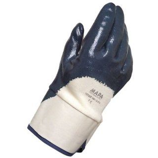 MAPA Titan 385 Nitrile Heavyweight Glove, Work, 0.055" Thickness, 10 1/2" Length, Size 8, Blue (Bag of 12 Pairs)