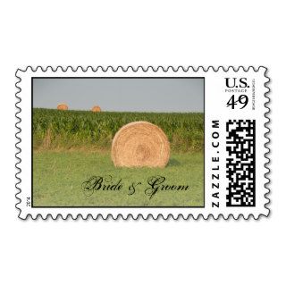 Farm Hay Bales Country Wedding Postage Stamp