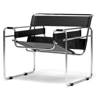 Baxton Studio 'Marcel' Black Leather Accent Chair Baxton Studio Chairs