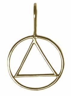 Alcoholics Anonymous AA Symbol Pendant, #387 1, Antiqued Brass, Medium Simple Wire Look Jewelry