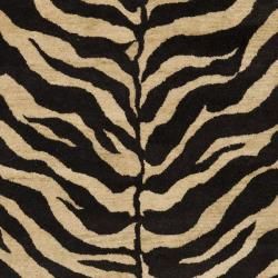 Handmade Zebra Beige Hand spun Wool Rug (5' x 8') Safavieh 5x8   6x9 Rugs