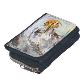 Eagle Watercolor Art Denim Wallet with Coin