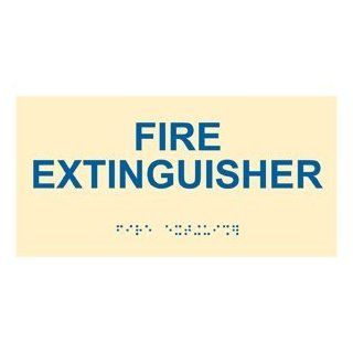 ADA Fire Extinguisher Braille Sign RSME 345 BLUonIvory  Business And Store Signs 
