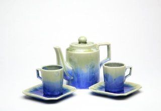 High Round Royal Blue and Teal Green 5 Piece Collectible Tea Set   Tea Services