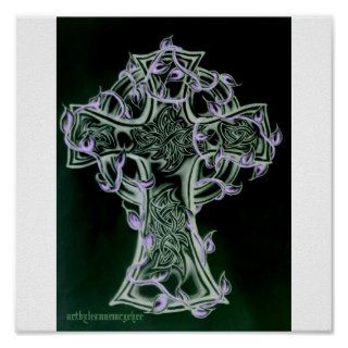 celtic cross/vine art poster