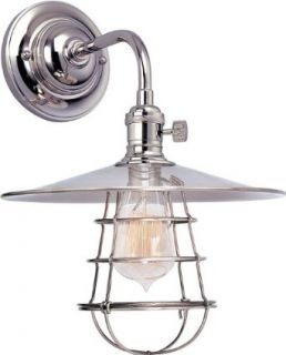 Hudson Valley Lighting 8000 PN MS1 WG Heirloom 1 Light Wall Sconce, Polished Nickel with Wire Guard    