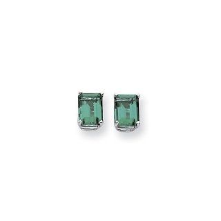 14k Mount St. Helens Diamond Emerald Stud Earrings Jewelry