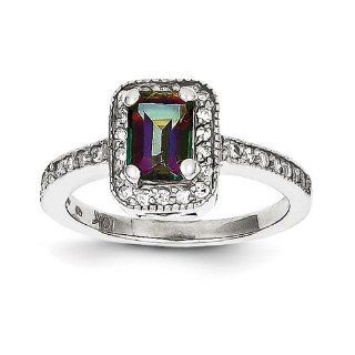 10k White Gold Diamond & Mystic Fire Topaz Ring. Wt  0.352ct. Gem Wt  1.09ct Jewelry