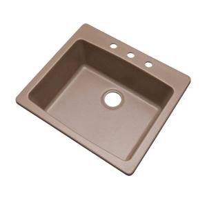 Mont Blanc Northbrook Drop in Composite Granite 25x22x9 3 Hole Single Bowl Kitchen Sink in Natural 30304Q