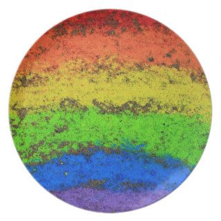 ROYGBIV Grunge Rainbow  Sidewalk Chalk Plates